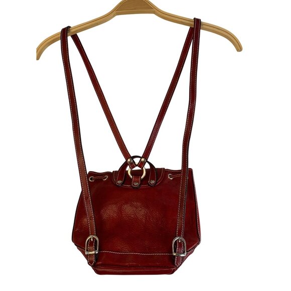 Handmade Italian Red Leather Backpack Purse Medium Bag Natural Leather Italy main image 5